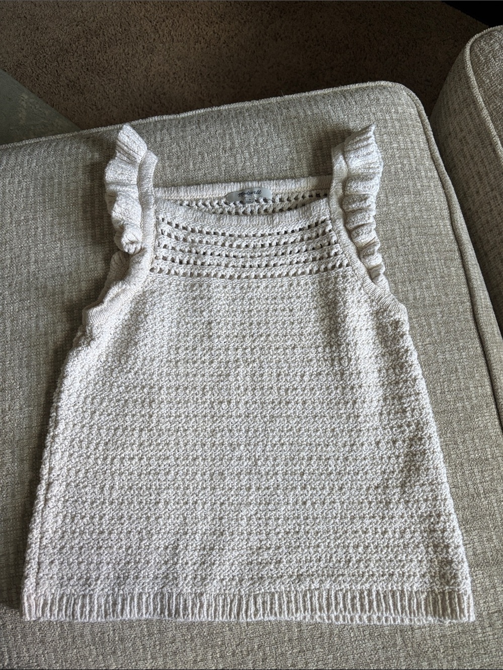 Madewell Cream Open-Weave Knit Top
